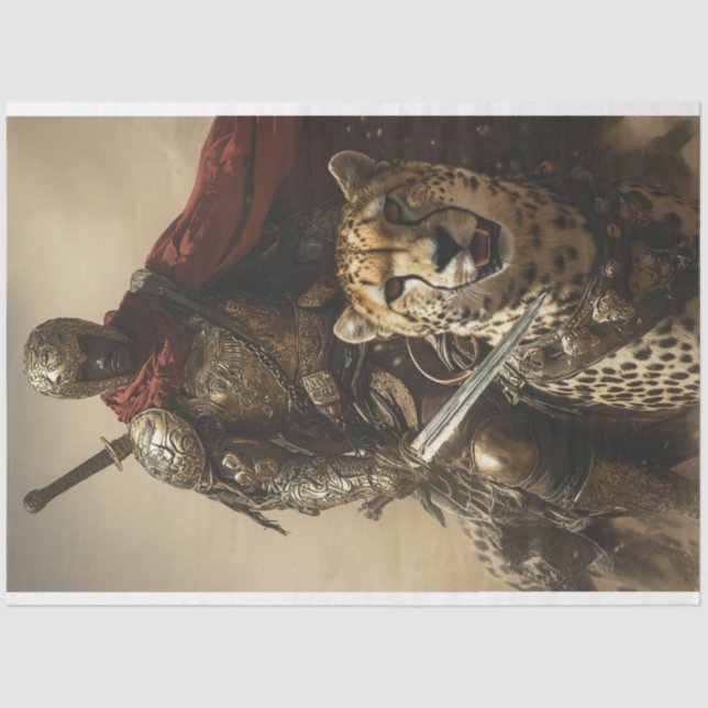 Decoupage Mystical Warrior & His Cheetah Tissue Paper (Front)