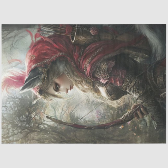 Decoupage Mystical Woman Robin Hood Bow Arrows  Tissue Paper (Front)