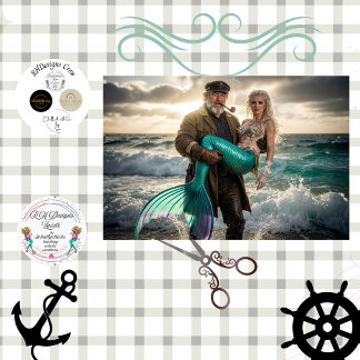 Decoupage Mythical Sailor Rescue Mermaid at Sea Tissue Paper