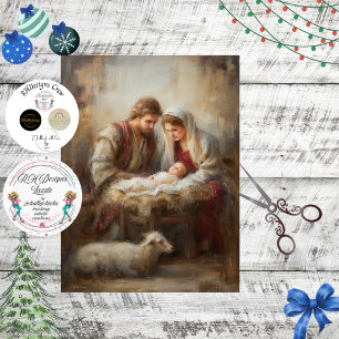 Decoupage Nativity Scene Jesus Mary Joesph Tissue Paper