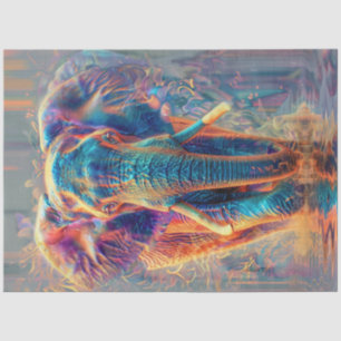 Decoupage Neon Coloured Majestic Elephant  Tissue Paper