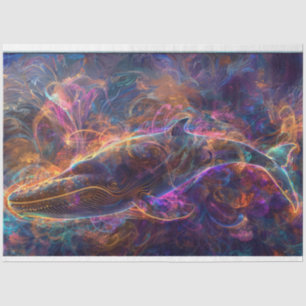 Decoupage Neon Whale Art Tissue Paper