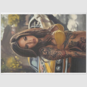 Decoupage Nostalgic Muscle Car Beautiful Women Tissue Paper