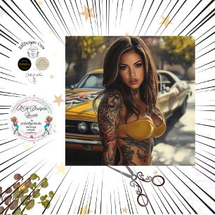 Decoupage Nostalgic Muscle Car Beautiful Women Tissue Paper