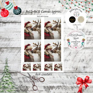 Decoupage Nostalgic Santa Rudolph Kiss Tissue Paper