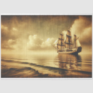 Decoupage Ocean Sailing Ship Sepia Tissue Paper