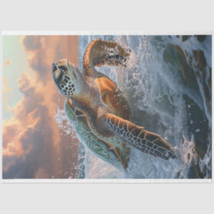 Decoupage Ocean Sea Turtle on Beach Tissue Paper