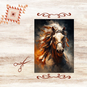 Decoupage Oil Painted Horse Portrait Art Tissue Paper