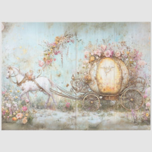 Decoupage Ornate Pastel Carriage Drawn White Horse Tissue Paper