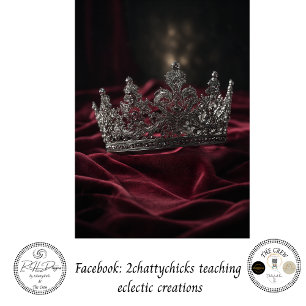 Decoupage Ornate Silver Crown Velvet Cloth Tissue Paper