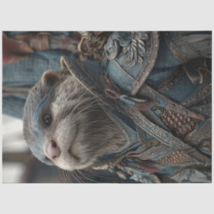 Decoupage Otter Warrior Blue Suit  Tissue Paper