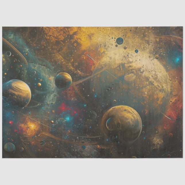 Decoupage Outer Space Galaxies Stars Planets Tissue Paper (Front)