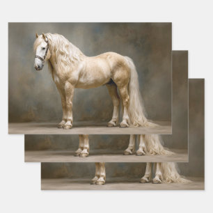 Decoupage Palomino Horse Portrait Wrapping Paper Sheet