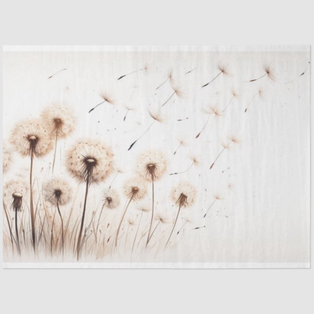 Decoupage Paper Botanical Dandelion Flowers (Front)