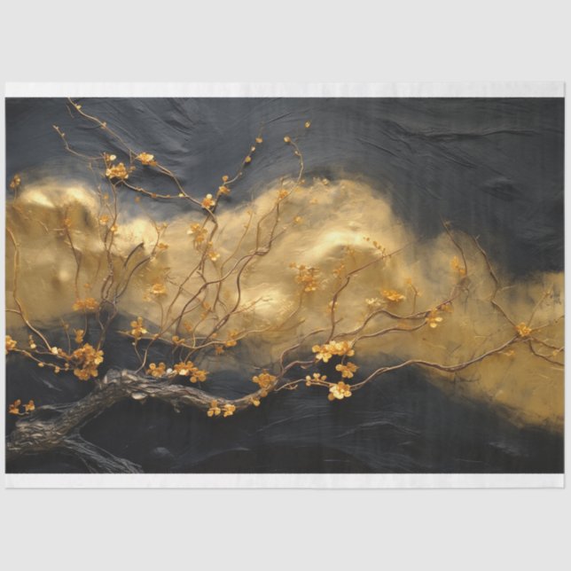 Decoupage Paper, Wrapping Paper- Midnight Blooms 2 Tissue Paper (Front)