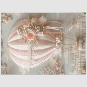 Decoupage Parisian Pink Daydream Hot Air Balloon Tissue Paper