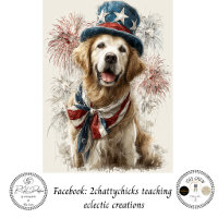 Decoupage Patriotic Golden Retriever  250th 