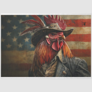 Decoupage Patriotic USA Flag Rooster Tissue Paper