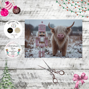 Decoupage Pink Nutcracker & Highland Calf Snow  Tissue Paper