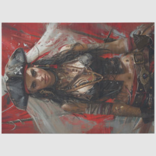 Decoupage Pirate Girl Black Tricorn Tissue Paper