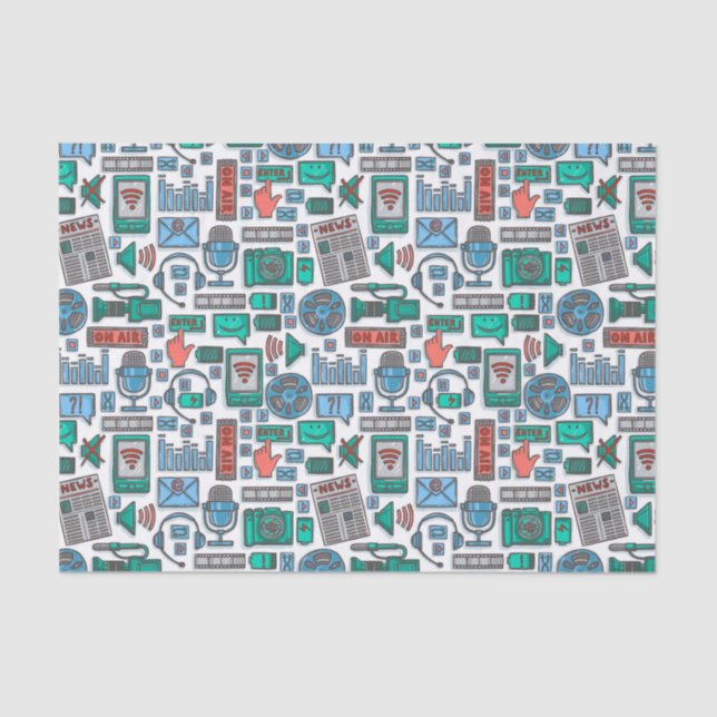 Decoupage Podcast Birthday Party Tissue Paper (Front)