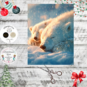 Decoupage Polar Bear Winter Scene Sleeping Tissue Paper