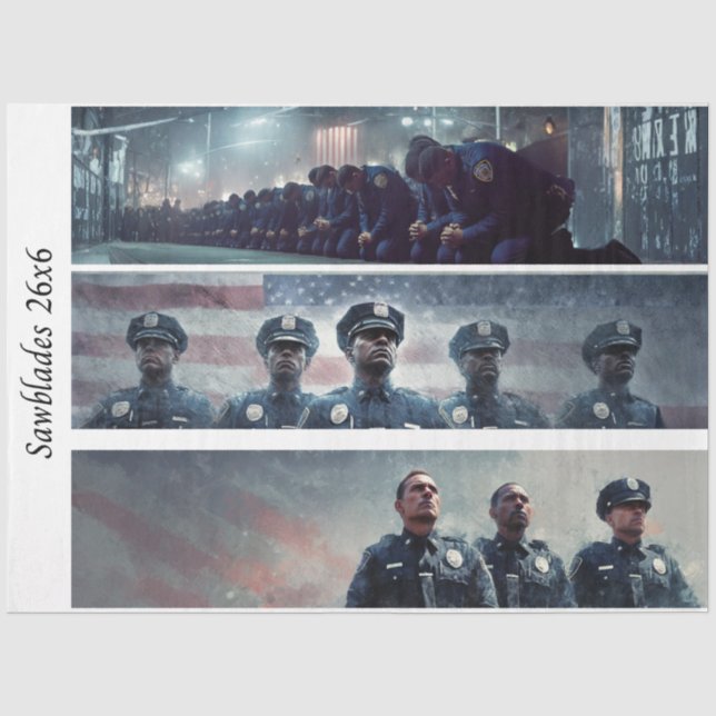 Decoupage Police Tribute Handsaws  Tissue Paper (Front)