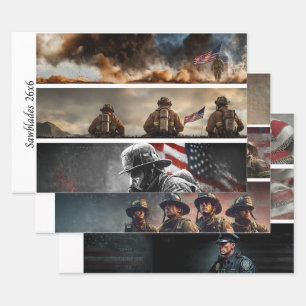 Decoupage Proud Firefighters American Flag  Wrapping Paper Sheet