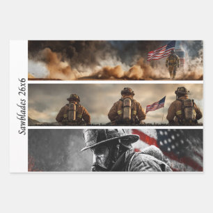 Decoupage Proud Firefighters American Flag Wrapping Paper Sheet