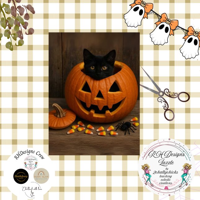 Decoupage Pumpkin Black Cat Spider for Halloween  Tissue Paper (Creator Uploaded)