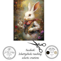 Decoupage Rabbit Alice's Adventures Wonderland