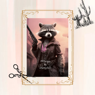 Decoupage Racoon Sheriff in City Noir Pink Haze Tissue Paper