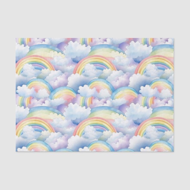Decoupage Rainbow Watercolor Birthday Tissue Paper (Front)