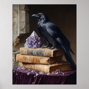Decoupage Raven and Amethyst Gothic Poster