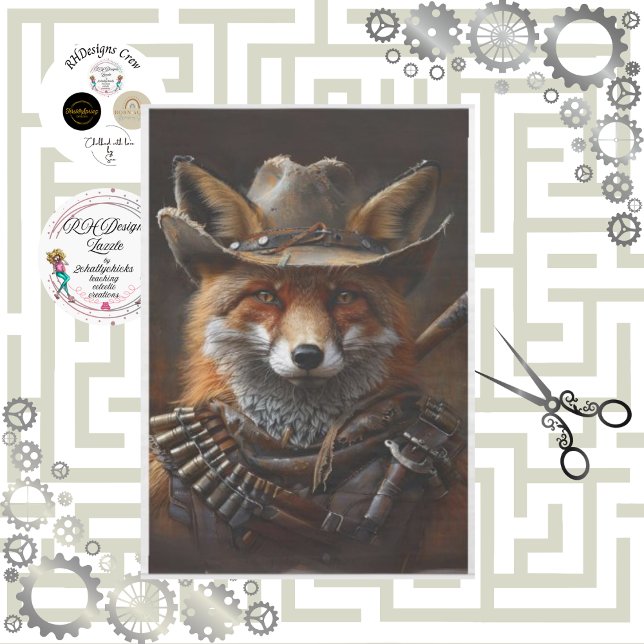 Decoupage Red Fox Steampunk Bandito  Tissue Paper (Creator Uploaded)