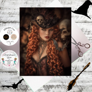 Decoupage Redheaded Gothic Good Witch  Tissue Paper
