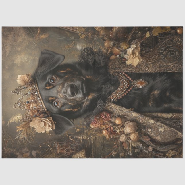 Decoupage Regal Crowned Sheep Dog  Tissue Paper (Front)