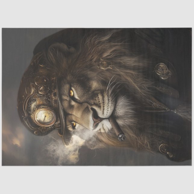 Decoupage Regal Lion Crown Headpiece Tissue Paper (Front)