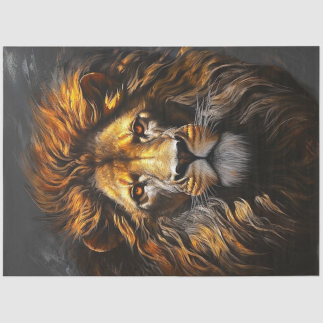 Decoupage Regal Lion Wildlife Gentleman's Haven Tissue Paper (Front)