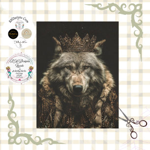 Decoupage Regal Royalty Wolf Portrait Tissue Paper
