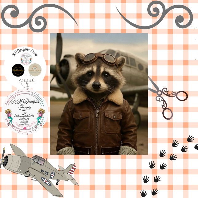 Decoupage Retro Aviation Racoon Leather Jacket  Tissue Paper (Creator Uploaded)