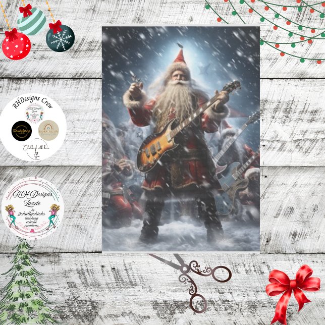 Decoupage Rock N Roll Santa Claus  Tissue Paper (Creator Uploaded)