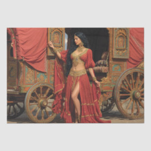 Decoupage Romani Gypsy Woman Vardo Wagon Tissue Paper