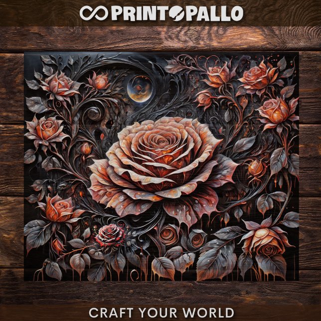 Decoupage - Rose galore on black -  Tissue Paper (Creator Uploaded)