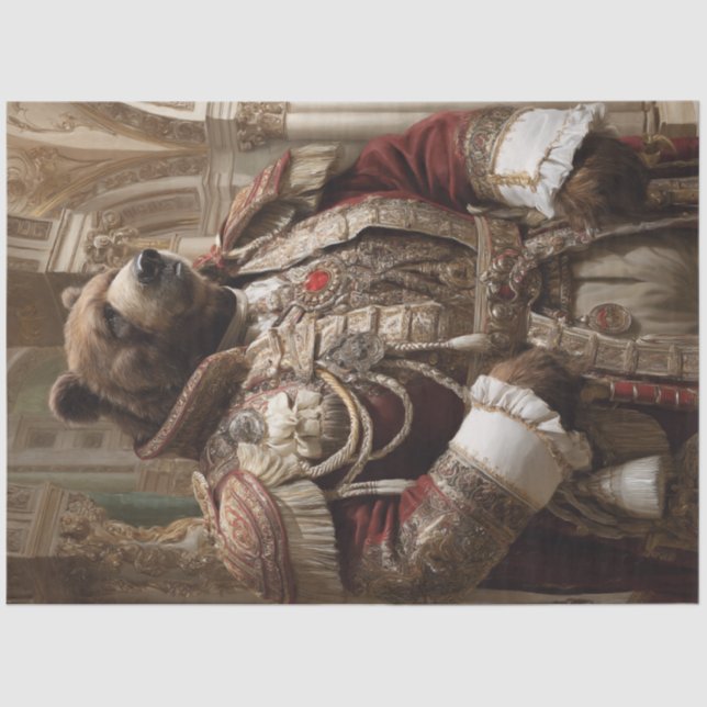 Decoupage Royal Bear Portrait Aristocratic Costume Tissue Paper (Front)