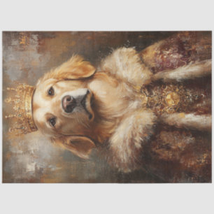 Decoupage Royal Golden Retriever with Gold Crown Tissue Paper