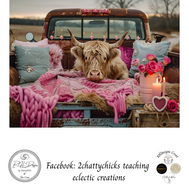 Decoupage Rusti Pink Truck Highland Valentine Tissue Paper (Creator Uploaded)