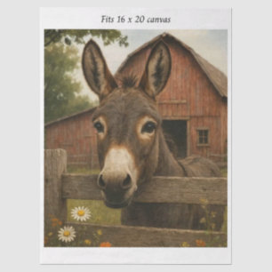 Decoupage Rustic Donkey Barn Farmhouse 16x20  Tissue Paper