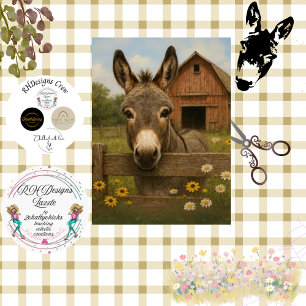 Decoupage Rustic Donkey Farm Scene Tissue Paper