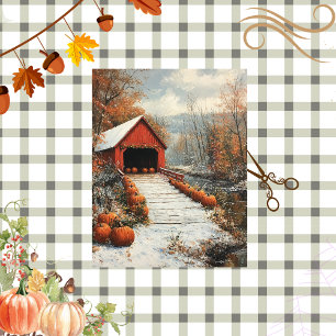 Decoupage Rustic Red Barn Fall Pumpkin Season Tissue Paper